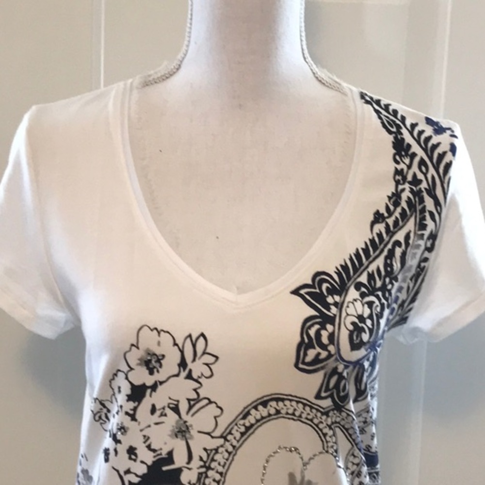 WHBM Black and white embellished shirt